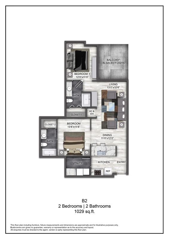 Floor plan layout diagram for B2